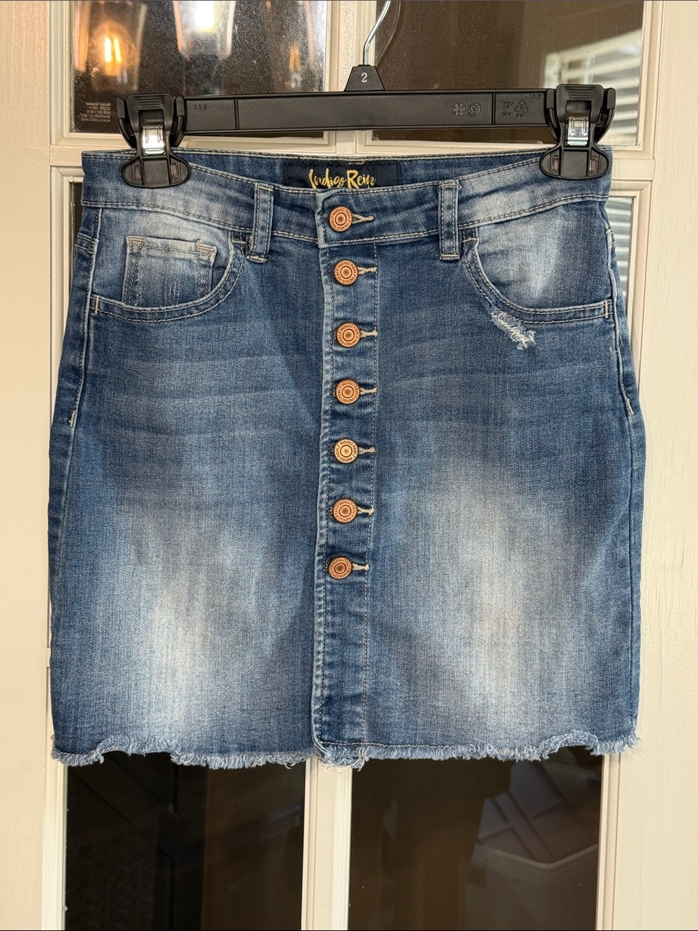 INDIGO REIN Button Front Denim Mini Skirt Size 0/23